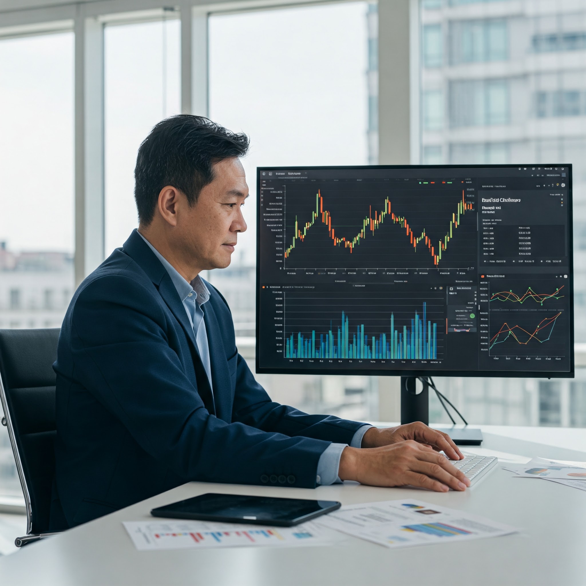 Crypto investor analyzing Bitcoin charts