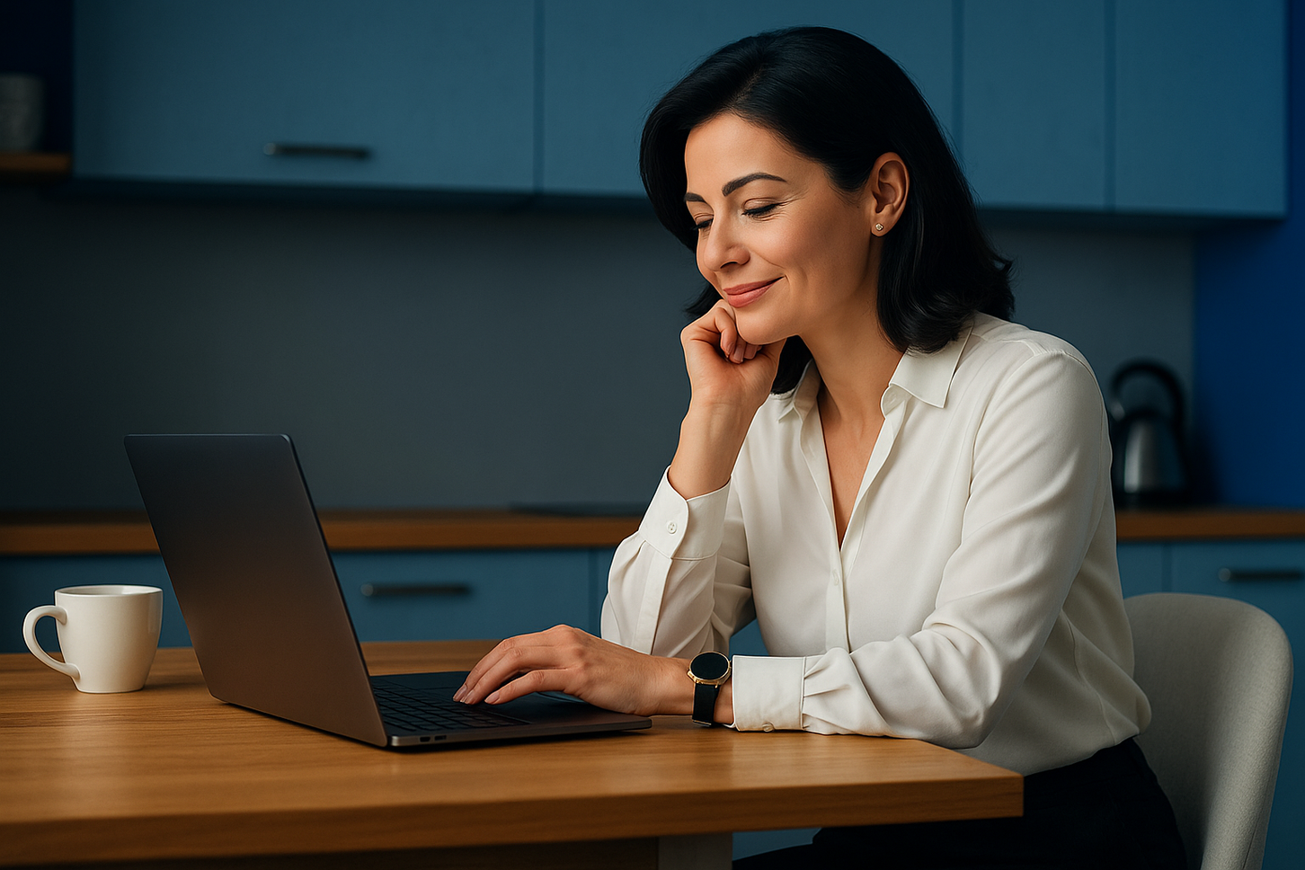 Woman working on laptop
